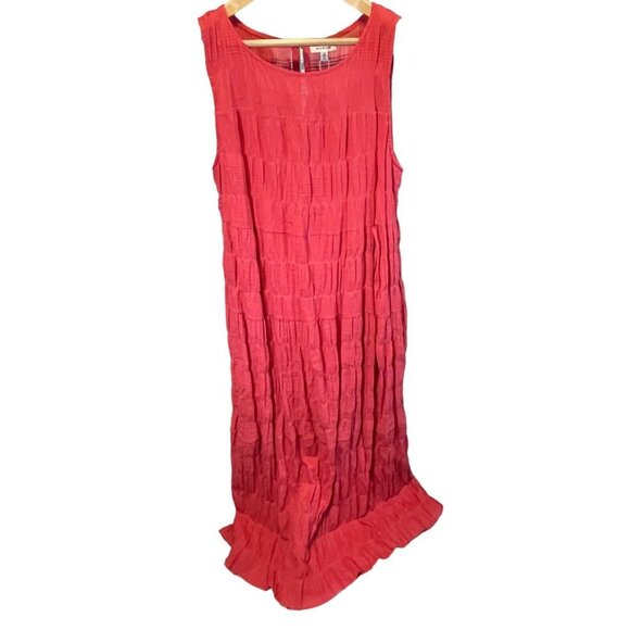 Max Studio NWT Red Long Sleeveless Tiered Cotton Dress Sz S - Picture 1 of 11